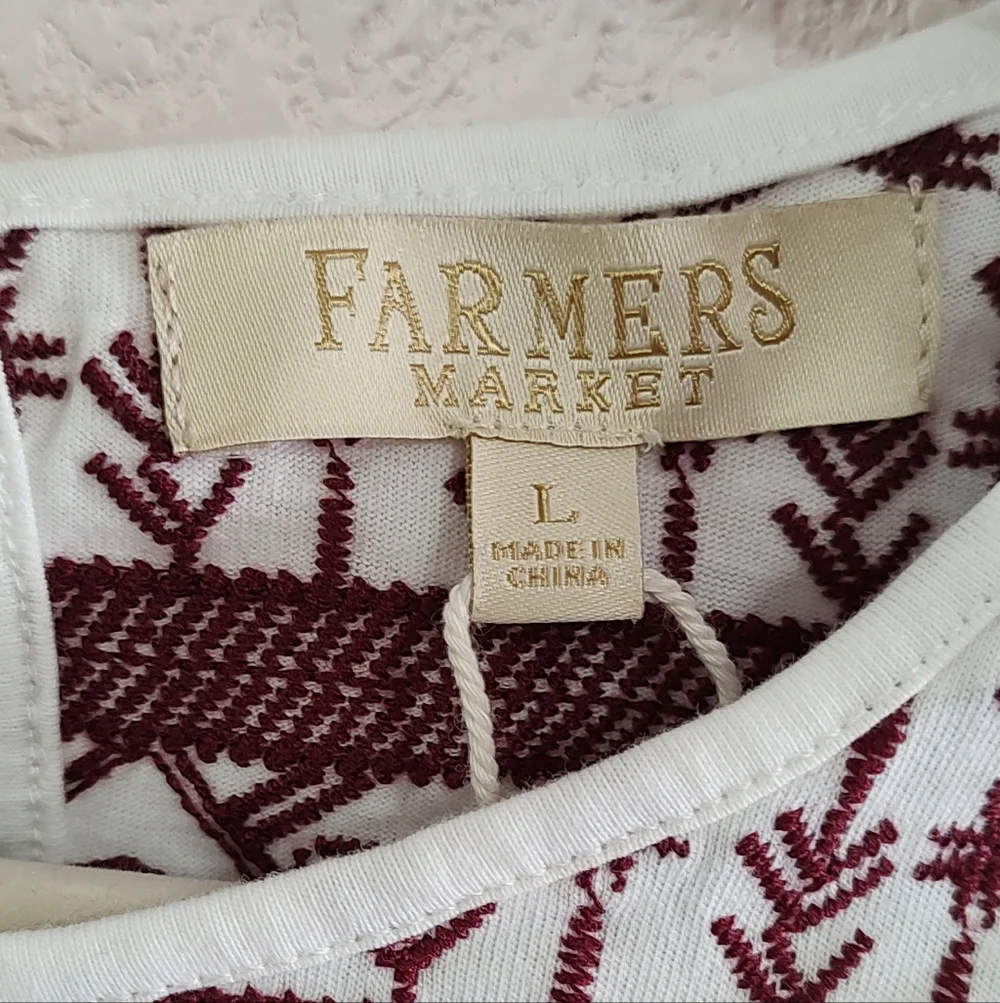 Chic White Blouse with Burgundy Embroidery Long Sleeve - Picture 3 of 5